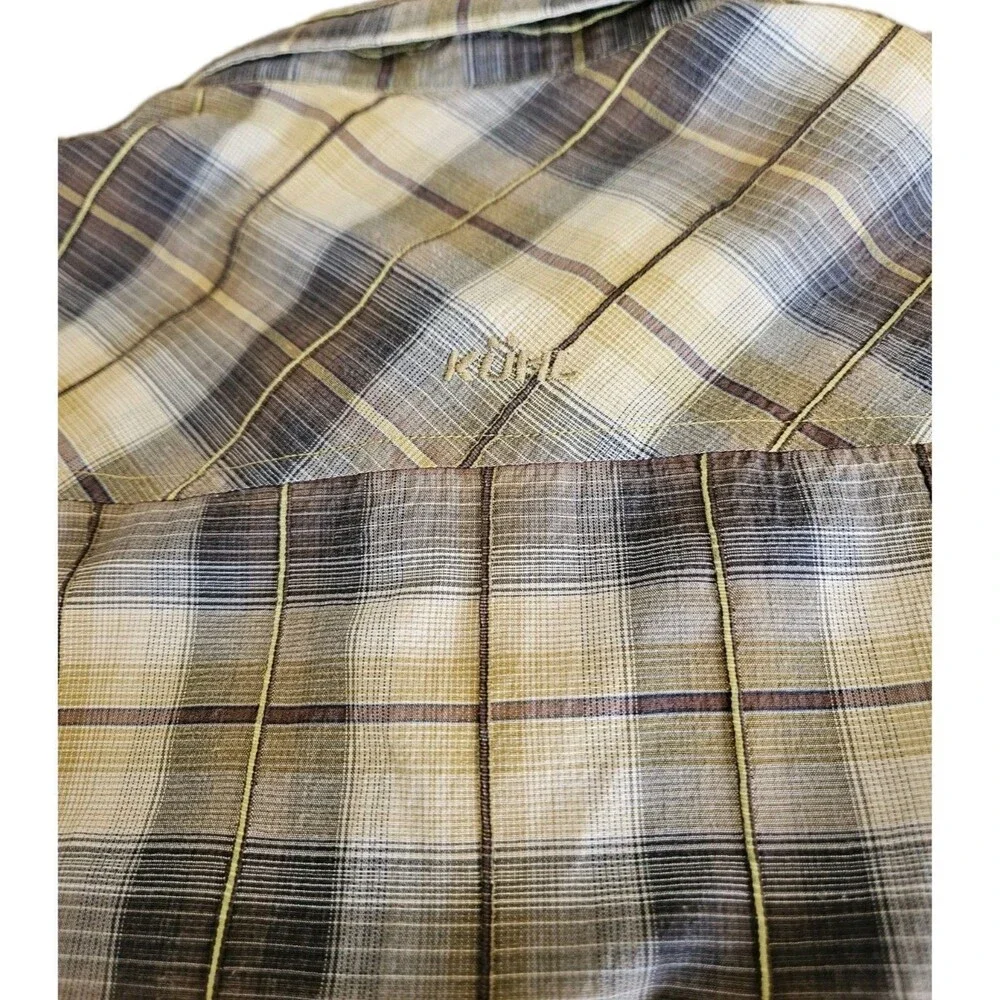 Kuhl Short Sleeve Shirt Men’s Large Plaid Outdoor Hiking Gorpcore Quick Dry - Picture 7 of 8